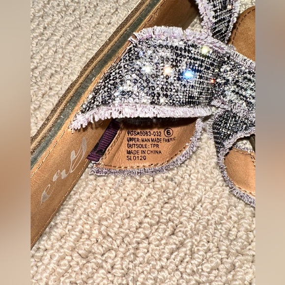 Womens size 6 sparkle sandals slip ons silver and brown flip flops - Picture 8 of 8